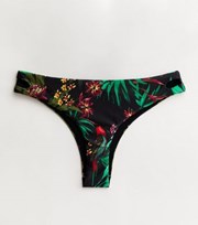 ONLY Black Tropical Cut Out Brazilian Bikini Bottoms